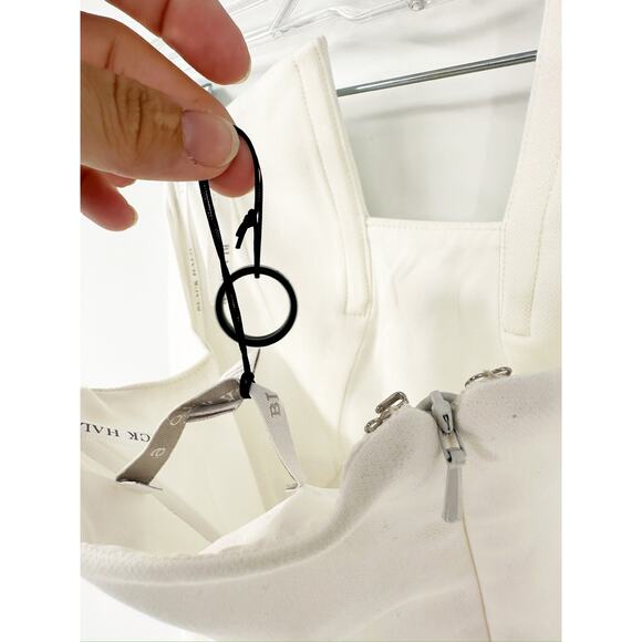 Black Halo Lena White Strapless Wide Leg Tailored Formal Jumpsuit Size 6 - Picture 5 of 7